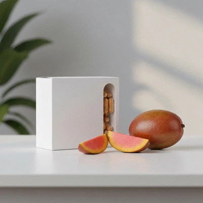 African mango supplements on a clean background