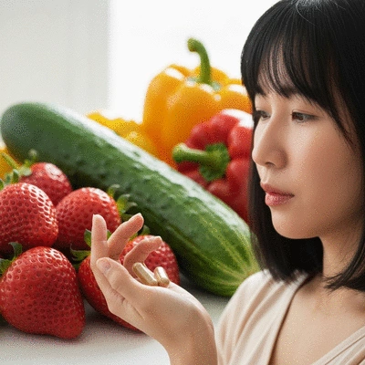 Person holding African mango supplements in hand