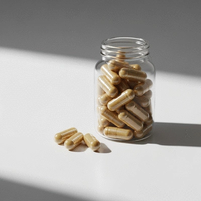 African Mango supplement capsules in a clean, modern setting