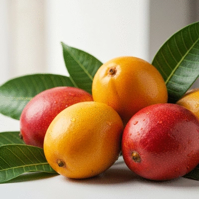 African mango fruit and leaves, symbolizing natural health benefits